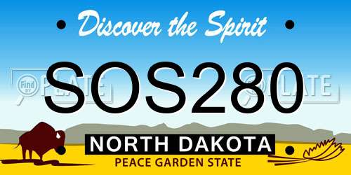 SOS280 North Dakota License Plate