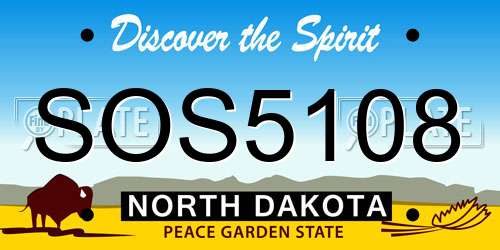 SOS5108 North Dakota License Plate