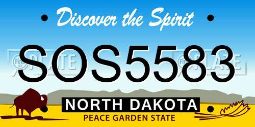 SOS5583 North Dakota License Plate