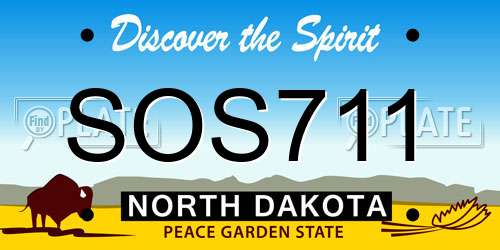 SOS711 North Dakota License Plate