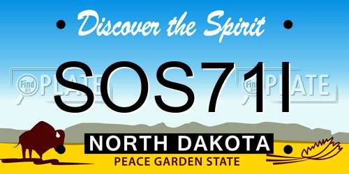 SOS71I North Dakota License Plate