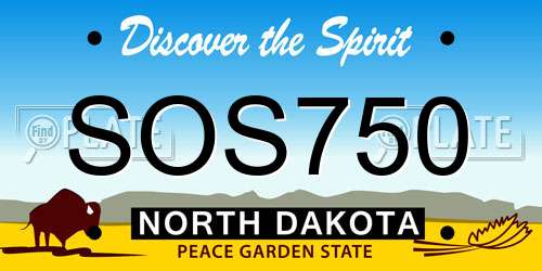 SOS750 North Dakota License Plate