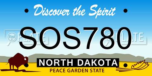 SOS780 North Dakota License Plate