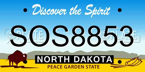 SOS8853 North Dakota License Plate