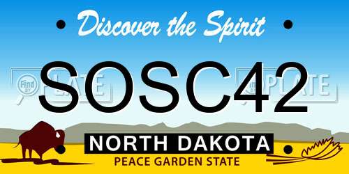 SOSC42 North Dakota License Plate