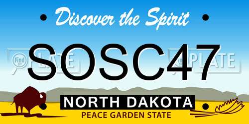 SOSC47 North Dakota License Plate