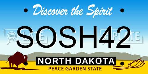 SOSH42 North Dakota License Plate