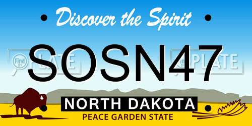 SOSN47 North Dakota License Plate