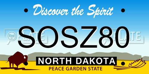 SOSZ80 North Dakota License Plate
