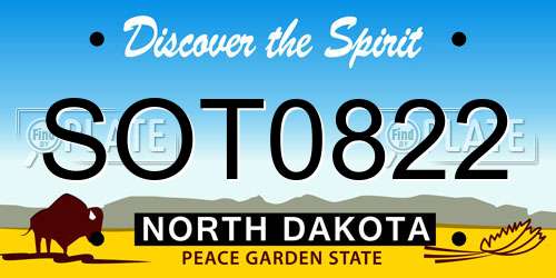 SOT0822 North Dakota License Plate