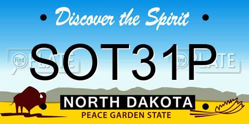 SOT31P North Dakota License Plate