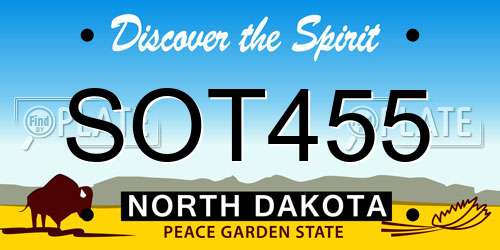SOT455 North Dakota License Plate