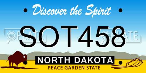 SOT458 North Dakota License Plate
