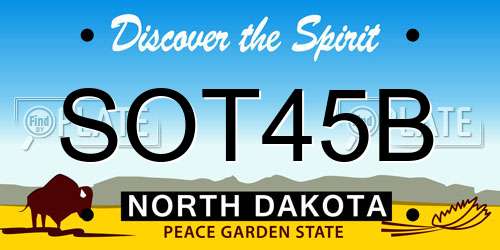 SOT45B North Dakota License Plate