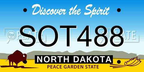 SOT488 North Dakota License Plate