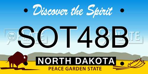 SOT48B North Dakota License Plate