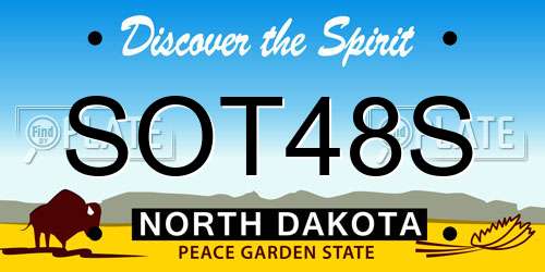 SOT48S North Dakota License Plate