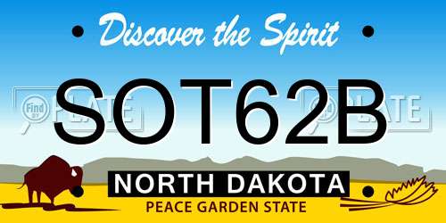 SOT62B North Dakota License Plate