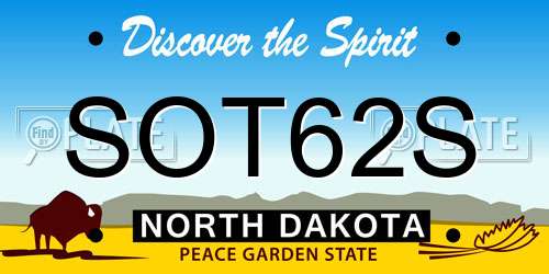 SOT62S North Dakota License Plate