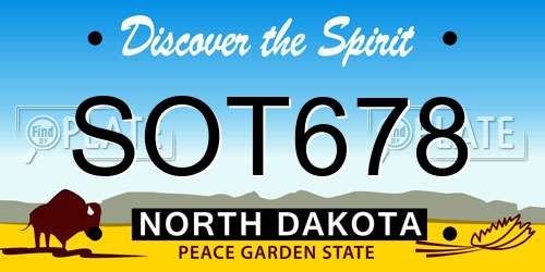 SOT678 North Dakota License Plate