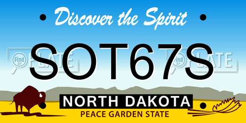 SOT67S North Dakota License Plate