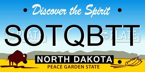 SOTQBTT North Dakota License Plate
