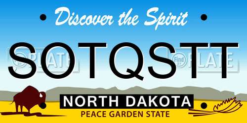 SOTQSTT North Dakota License Plate