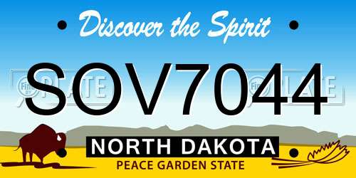 SOV7044 North Dakota License Plate