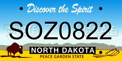 SOZ0822 North Dakota License Plate