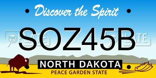 SOZ45B North Dakota License Plate