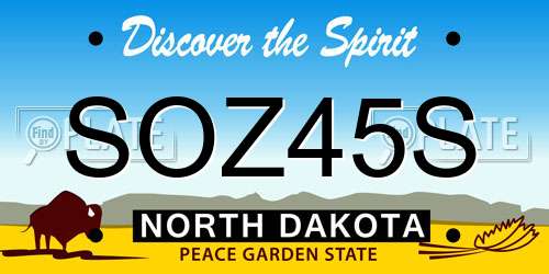 SOZ45S North Dakota License Plate