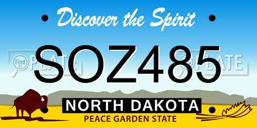 SOZ485 North Dakota License Plate