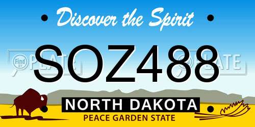 SOZ488 North Dakota License Plate