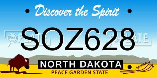 SOZ628 North Dakota License Plate