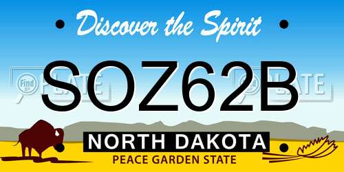 SOZ62B North Dakota License Plate
