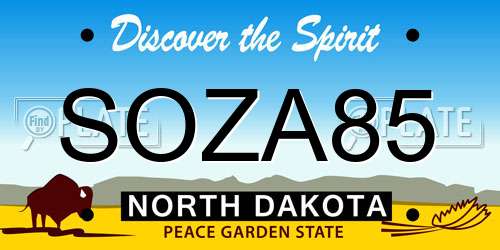 SOZA85 North Dakota License Plate