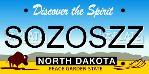 SOZOSZZ North Dakota License Plate