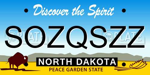 SOZQSZZ North Dakota License Plate