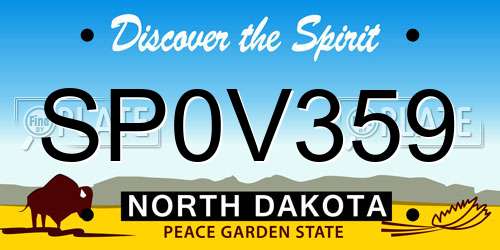 SP0V359 North Dakota License Plate