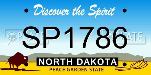 SP1786 North Dakota License Plate