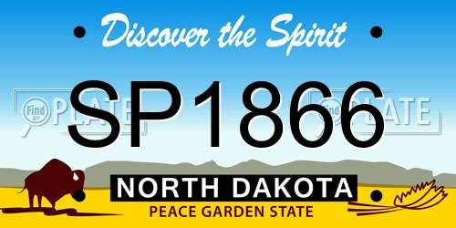 SP1866 North Dakota License Plate