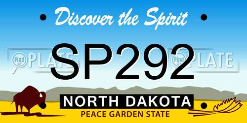 SP292 North Dakota License Plate