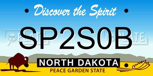 SP2S0B North Dakota License Plate