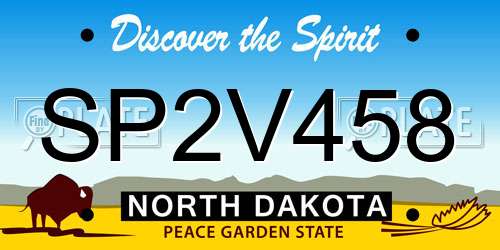 SP2V458 North Dakota License Plate