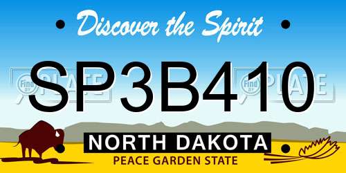 SP3B410 North Dakota License Plate