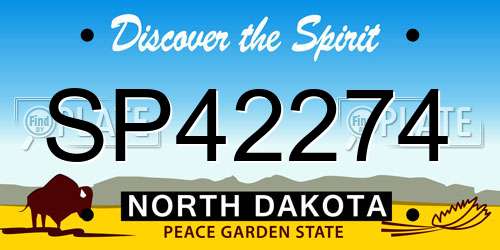 SP42274 North Dakota License Plate