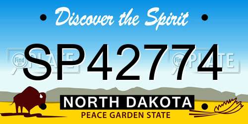 SP42774 North Dakota License Plate