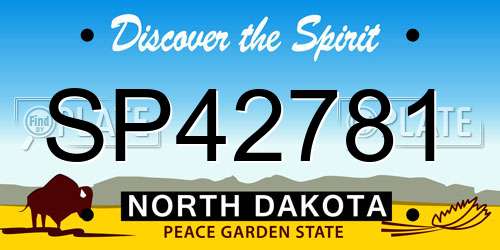 SP42781 North Dakota License Plate