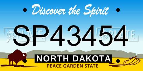 SP43454 North Dakota License Plate