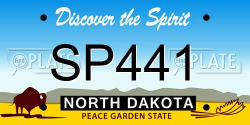 SP441 North Dakota License Plate